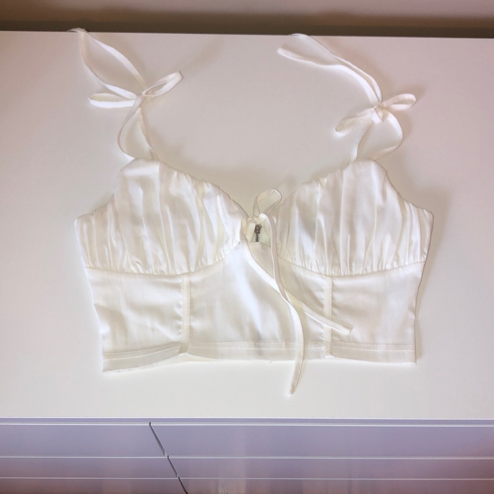 PrettyLittleThing White Corset Style Top worn once